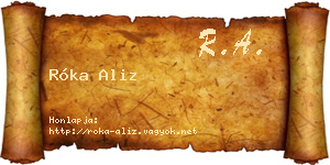 Róka Aliz névjegykártya